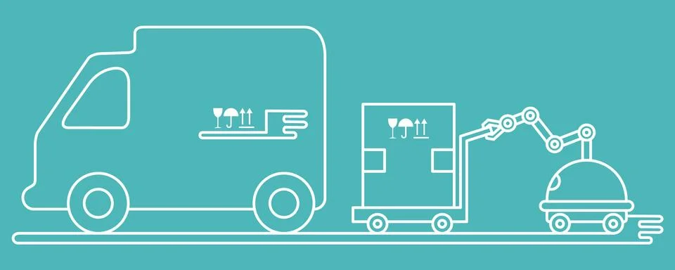 Automation warehouse processes. Smart Logistic. Illustrazione stock