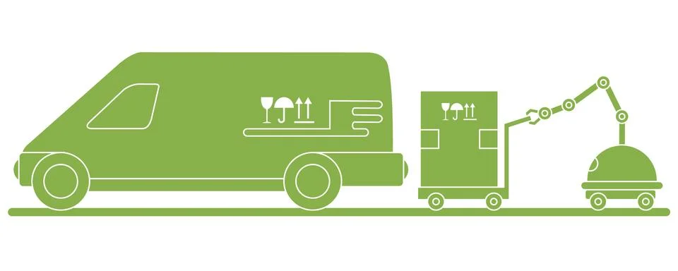 Automation warehouse processes. Smart Logistic. Stock Illustration