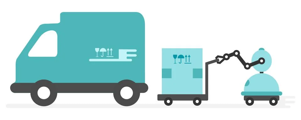 Automation warehouse processes. Smart Logistic. Stock Illustration