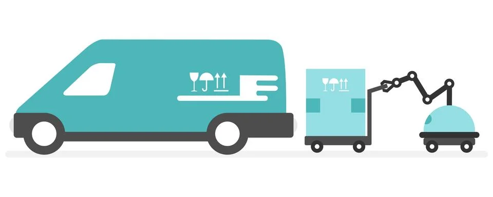 Automation warehouse processes. Smart Logistic. Stock Illustration