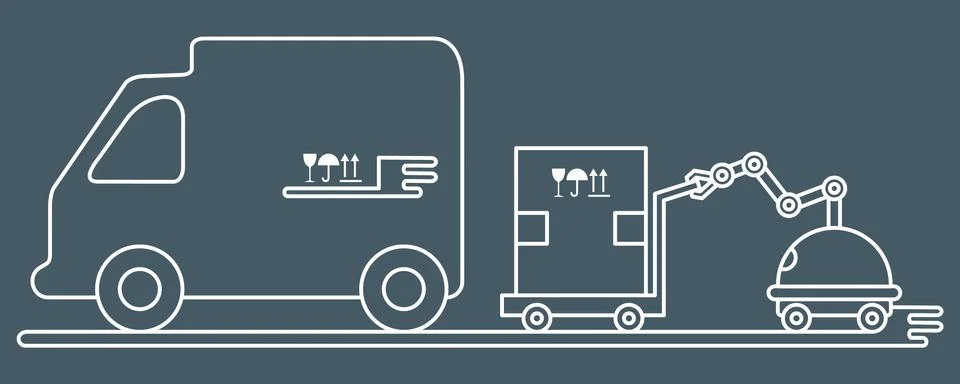Automation warehouse processes. Smart Logistic. Stock Illustration