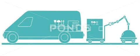 Automation warehouse processes. Smart Logistic. Stock Illustration