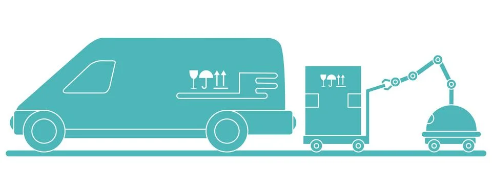 Automation warehouse processes. Smart Logistic. Stock Illustration