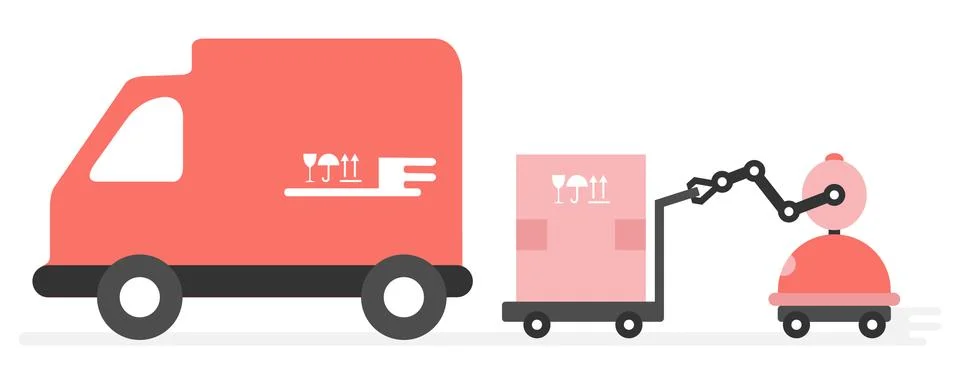 Automation warehouse processes. Smart Logistic. Stock Illustration