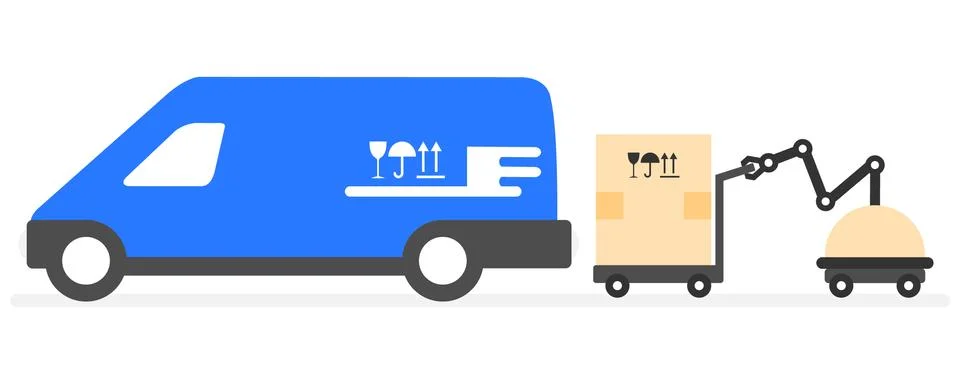Automation warehouse processes. Smart Logistic. Stock Illustration