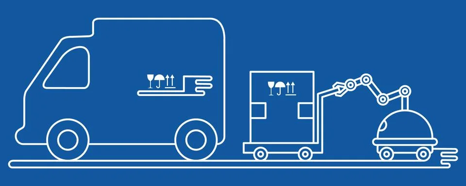Automation warehouse processes. Smart Logistic. Stock Illustration