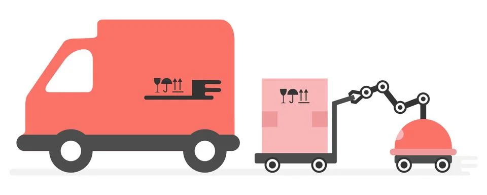 Automation warehouse processes. Smart Logistic. Stock Illustration