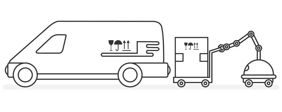 Automation warehouse processes. Smart Logistic. Stock Illustration