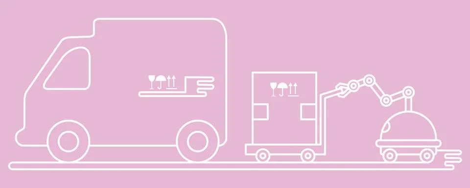 Automation warehouse processes. Smart Logistic. Stock Illustration