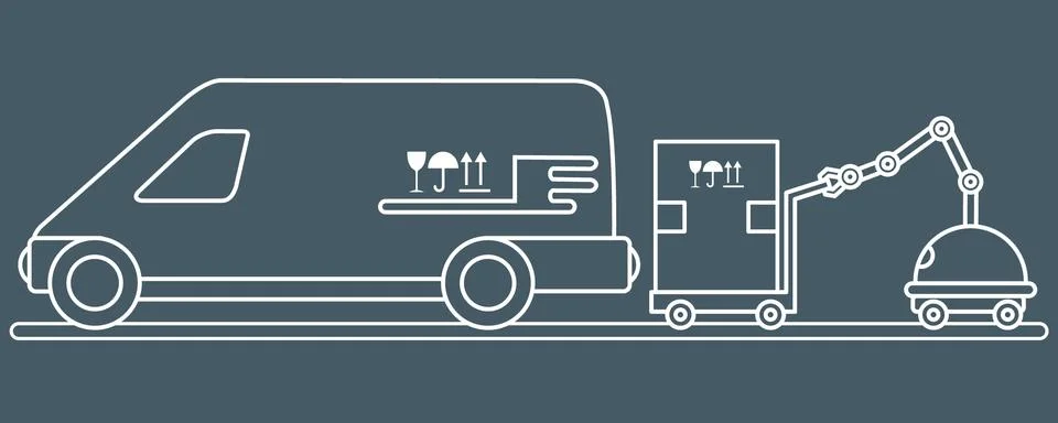Automation warehouse processes. Smart Logistic. Illustrazione stock