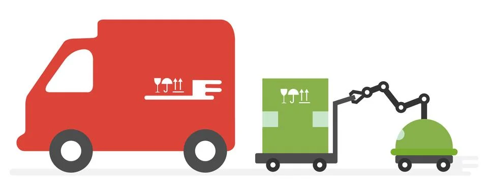 Automation warehouse processes. Smart Logistic. Stock Illustration