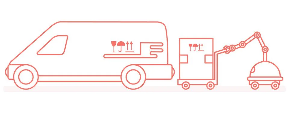 Automation warehouse processes. Smart Logistic. Stock Illustration