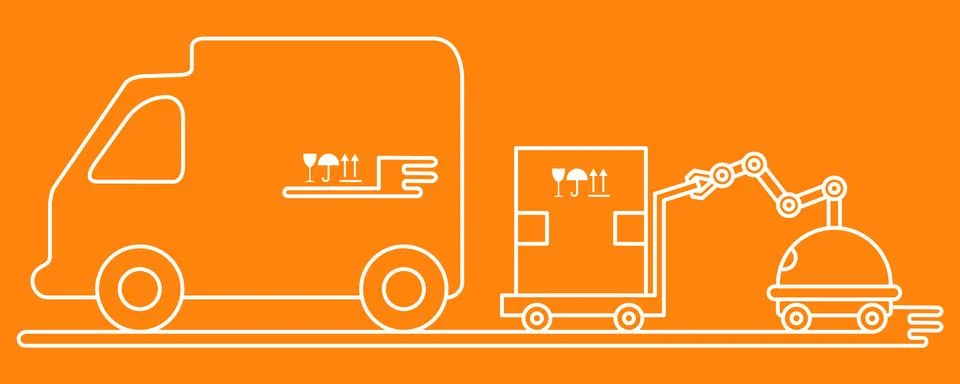 Automation warehouse processes. Smart Logistic. Stock Illustration