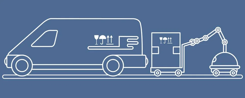 Automation warehouse processes. Smart Logistic. Stock Illustration