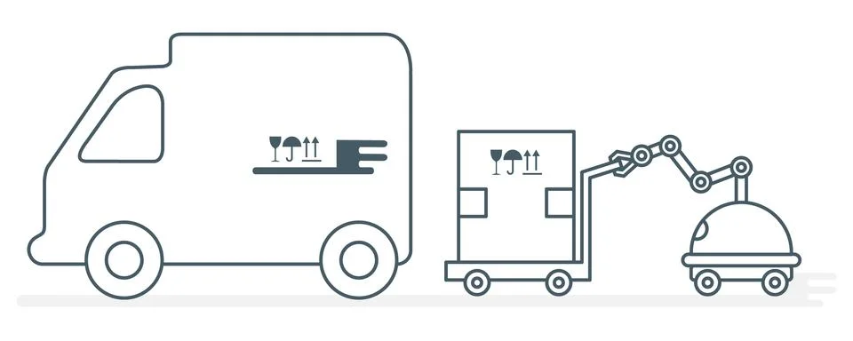 Automation warehouse processes. Smart Logistic. Stock Illustration