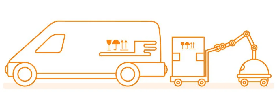 Automation warehouse processes. Smart Logistic. Stock Illustration