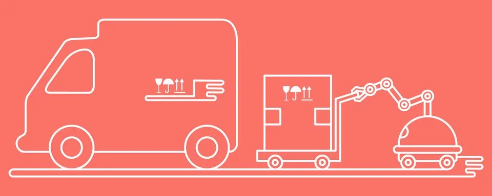 Automation warehouse processes. Smart Logistic. Stock Illustration