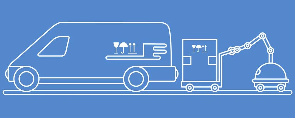 Automation warehouse processes. Smart Logistic. Stock Illustration