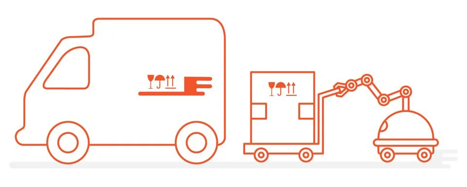 Automation warehouse processes. Smart Logistic. Stock Illustration
