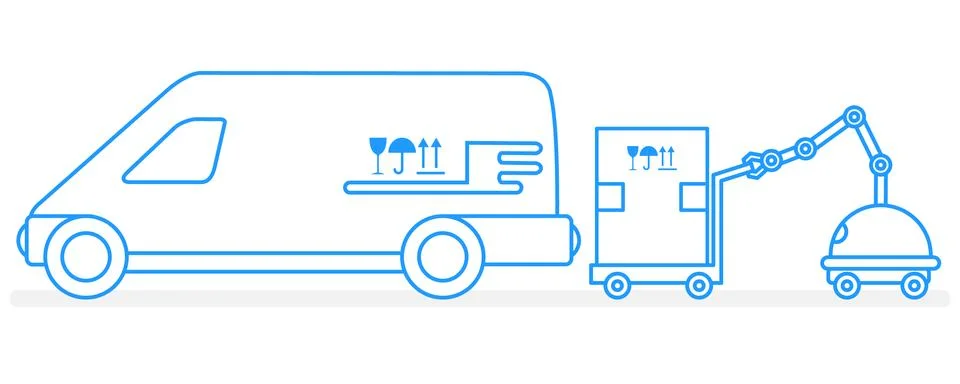 Automation warehouse processes. Smart Logistic. Stock Illustration