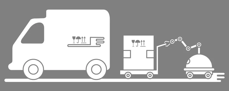 Automation warehouse processes. Smart Logistic. Stock Illustration