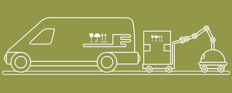 Automation warehouse processes. Smart Logistic. Stock Illustration