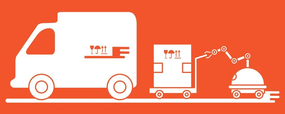 Automation warehouse processes. Smart Logistic. Stock Illustration
