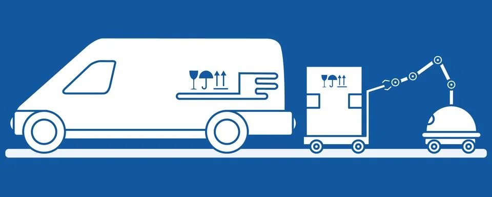Automation warehouse processes. Smart Logistic. Stock Illustration