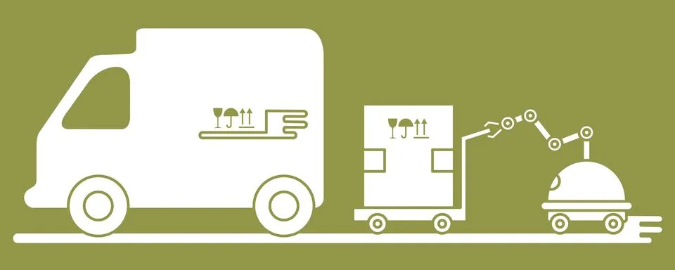 Automation warehouse processes. Smart Logistic. Illustrazione stock