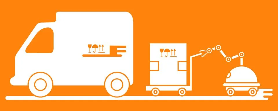 Automation warehouse processes. Smart Logistic. Illustrazione stock