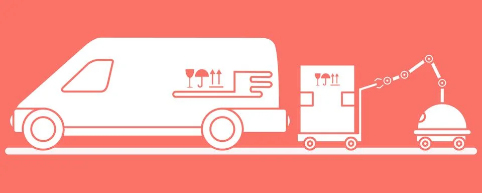 Automation warehouse processes. Smart Logistic. Stock Illustration