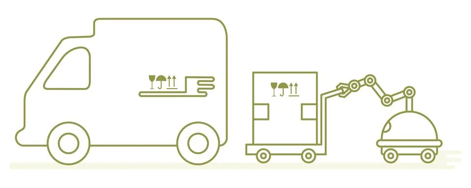 Automation warehouse processes. Smart Logistic. Stock Illustration