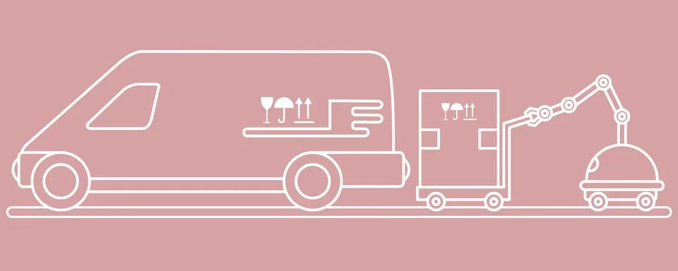 Automation warehouse processes. Smart Logistic. Stock Illustration