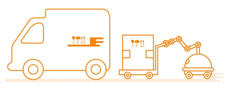 Automation warehouse processes. Smart Logistic. Stock Illustration