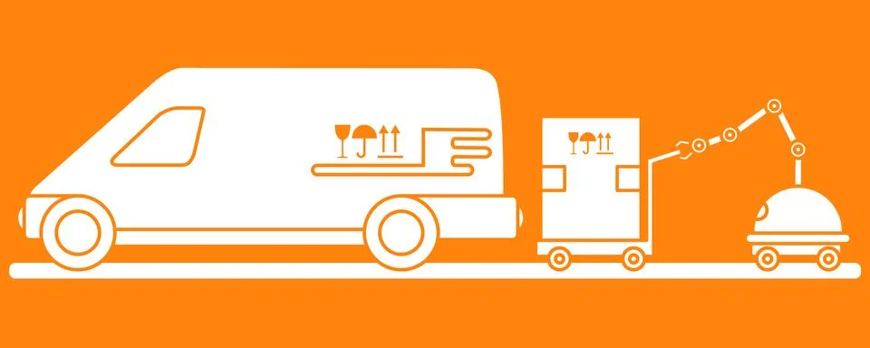 Automation warehouse processes. Smart Logistic. Stock Illustration
