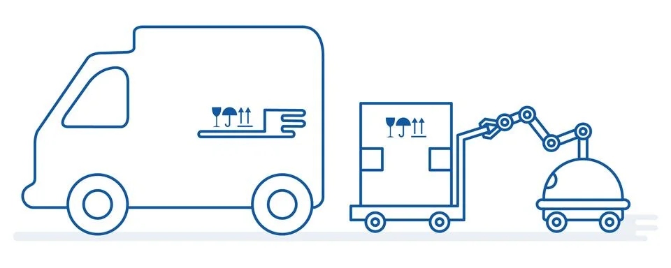 Automation warehouse processes. Smart Logistic. Stock Illustration