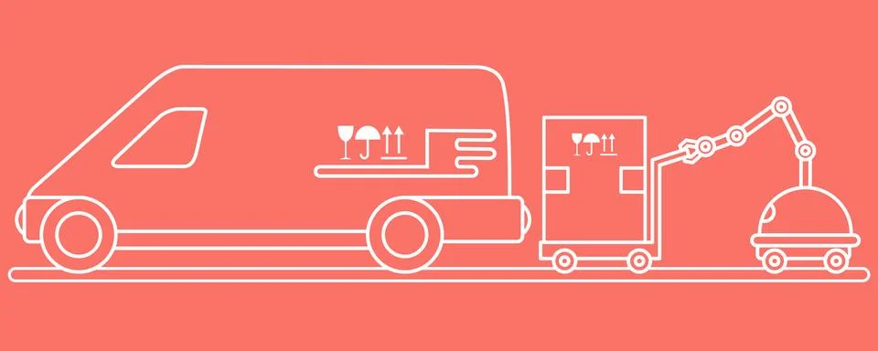 Automation warehouse processes. Smart Logistic. Stock Illustration