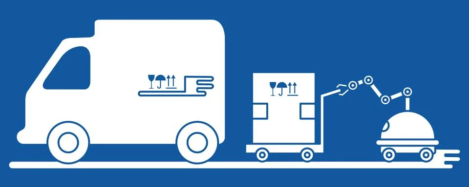 Automation warehouse processes. Smart Logistic. Stock Illustration