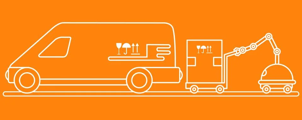 Automation warehouse processes. Smart Logistic. Stock Illustration