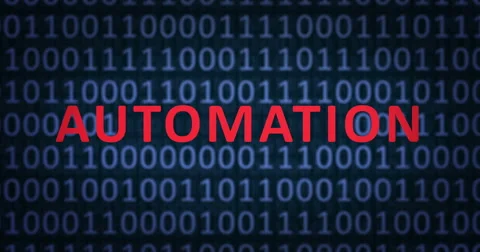 AUTOMATION word with binary numbers Stock Footage 64300313