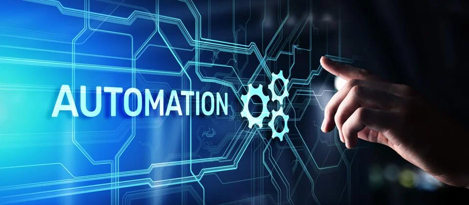 Automation Work flow business process optimisation smart industry modern Stock Photos