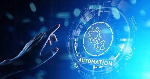 Automation Work flow business process optimisation smart industry modern Stock Photos
