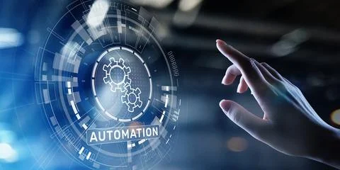 Automation Work flow business process optimisation smart industry modern Stock Photos