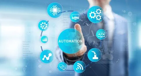 Automation Work flow business process optimisation smart industry modern Stock Photos