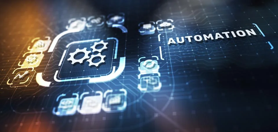 Automation Work flow business process optimisation smart industry modern manu Stock Photos