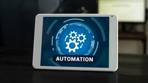 Automatization concept. Doing repetitive tasks with automation AI bots Stock Footage 304939904