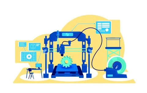 Automatization of production flat concept vector illustration Illustrazione stock