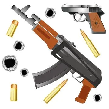 Automaton and gun Stock Illustration