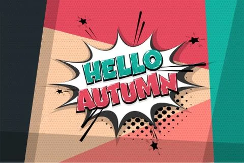Automn comic text speech bubble pop art Stock Illustration