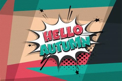 Automn comic text speech bubble pop art Illustrazione stock